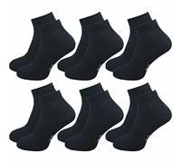 GAWILO 6 Pairs Short Socks Sport Quarter Socks for Men and Women without Pressing Stitching without Elastic Band - Black - 6-8