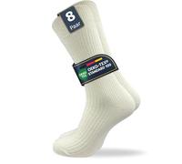 GAWILO 8 Pairs of Natural Cotton Socks - Women & Men - 100% Pure Natural Cotton - Seamless - Boil-proof - Fine Knitted 1:1 Rib - natural, size: 43-46