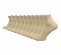 GAWILO Men's Quarter Socks Made of 100% Pure Cotton (6 Pairs | 10 Pairs) | Short & Thin Socks | Without Pressing Seam Over the Toes, Beige | 10 Pairs, 43-46