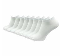 GAWILO Women's and men's trainer socks made of 100% pure cotton (8 pairs), short and thin natural socks, without pressing seam over the toes, reinforced and breathable, White, 35-38