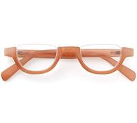 GAWK Type F Burnt Orange Brown Semi-Rimless Half-Moon Retro Reading Glasses with Pouch Case