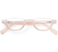 GAWK Type F Nude Pink Semi-Rimless Half-Moon Retro Reading Glasses with Pouch Case