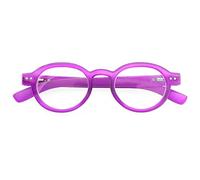 GAWK Type J Frosted Purple Retro Round Reading Glasses with Pouch Case