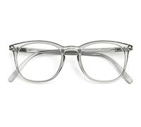 GAWK Type K Grey Smoke Transparent Square Trapezoid Reading Glasses with Pouch Case