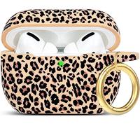 Gawnock Khaki Leopard Silicone Airpods Pro Case 2019, Soft Case Cover Flexible for iPod Pro Case Floral Print Cover for Women Girls with Keychain - Khaki Leopard Cheetah