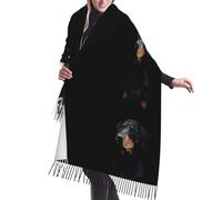 gawuoab Doberman Pinscher Pets Dogs Black Dogs DobermanWinter Fringed Light Scarf Cashmere Feel Shawls Wraps Women78&27"