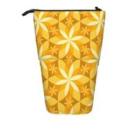 gawuoab Geometric Vanilla Flower Yellowtelescopic Pencil Bag Holder Stand up Pencil case