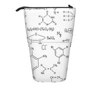 gawuoab Hand Drawn Chemical Formulatelescopic Pencil Bag Holder Stand up Pencil case