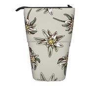 gawuoab Seamless Pattern with H and Drawn Colored Edelweisstelescopic Pencil Bag Holder Stand up Pencil case