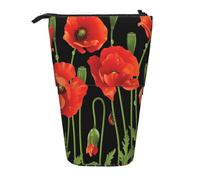 gawuoab Spring Red Flowers Printedtelescopic Pencil Bag Holder Stand up Pencil case