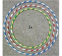 GAX Glitter Hula Hoops 3x - Multicolour Sporting Good - Weight Loss Games - Fitness Activity - Exercise for Unisex Kids & Adults - Sports Dance Rings in Small, Medium & Large