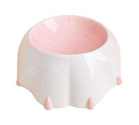 Gaxcent Ceramic food bowl for cats Molded in the shape of cat's paws Durable Weighed down Cute Non-slipDog bowls, food and water bowl,Pink