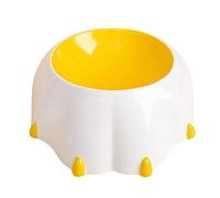 Gaxcent Ceramic food bowl for cats Molded in the shape of cat's paws Durable Weighed down Cute Non-slipDog bowls, food and water bowl,Yellow