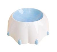 Gaxcent Ceramic food bowl for cats Molded in the shape of cat's paws Durable Weighed down Cute Non-slipDog bowls, food and water bowl,Blue