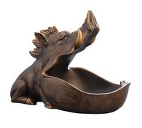 Gaxcent Wild Boar Resin Sculpture, Candy Bowl Cookie Jar Key Bowl Gifts Decor Statue Figure for Modern Home Decoration Office Storage,A