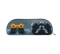 GaxfjRu 3D Graphics Universe Space Portable Leather Half Round Pen Case: Stylish Organizer for Office, Travel, Makeup - Ideal Pencil Pouch & Makeup Bag