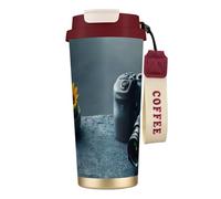 GaxfjRu 3D Graphics Universe Space Print Double Lid Insulated Coffee Cup 500ml, 316 Stainless Steel Inner Layer Thermal Tumbler with Straw