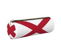 GaxfjRu Alabama State Flag Leather Zippered Fountain Ballpoint Rollerball Pens and Pencils Case Holder Pouch Grain Soft