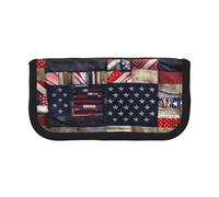 GaxfjRu American Flag Patchwork Cute Dot Canvas Pencil Pouch Organized Storage for Picnics & Daily Use Makeup Pouch, Pencil Holder