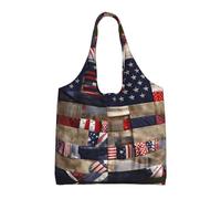 GaxfjRu American Flag Patchwork Large Canvas Tote Bag For Women, Reusable Grocery Shopping Bag, Everyday Carryall For Work