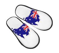 GaxfjRu Australian Flag Map Plush Winter Slippers for Indoor Use, Soft Warm House Slippers for Guests and Home Comfort Unisex