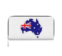 GaxfjRu Australian Flag Map print Men's Vintage Look Leather Long Wallet Checkbook Wallets,Ladies Credit Card Holder
