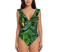 GaxfjRu Banana Leaves Swim Suits for Women 2024 - Innovative One Piece Bathing Suits with - Modest and Sexy Women's Swimsuits, Black, S