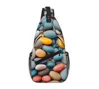GaxfjRu Beach Colored Pebbles print Crossbody Bag for Women Men Sling Bag for Travel Hiking Crossbody Sling Backpack