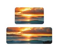 GaxfjRu Beach Maui Hawaii Sunset Sea Waves Clouds Kitchen Mat 2 Pcs Kitchen Rug, Comfort Foam Rug For Kitchen, Floor Home, Office Non-Slip