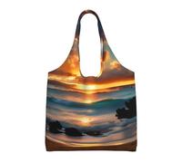 GaxfjRu Beach Maui Hawaii Sunset Sea Waves Clouds Large Canvas Tote Bag For Women, Reusable Grocery Shopping Bag, Everyday Carryall For Work