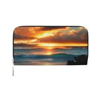 GaxfjRu Beach Maui Hawaii Sunset Sea Waves Clouds Print Small Leather Wallet for Women, Ladies Credit Card Holder Women's Pocket Purse