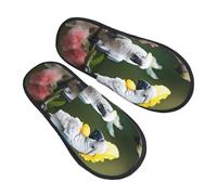 GaxfjRu Beautiful Cockatoo Bird Flower Plush Winter Slippers for Indoor Use, Soft Warm House Slippers for Guests and Home Comfort Unisex, Black, 5