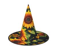 GaxfjRu Beautiful Sunflower Print Halloween Witch Hat, Witch Costume Accessory For Halloween Cosplay Party Holiday Decoration 3pcs