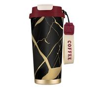 GaxfjRu Black Marble Texture Gold 20 Oz with Lid, Vacuum Insulated Stainless Steel Coffee Mug, Tumbler for Hot and Cold Drinks
