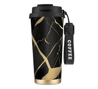 GaxfjRu Black Marble Texture Gold 20 Oz with Lid, Vacuum Insulated Stainless Steel Coffee Mug, Tumbler for Hot and Cold Drinks
