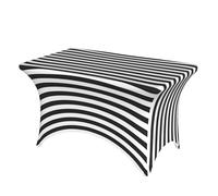 GaxfjRu Black & White Stripe Rectangle Table Cloth â€“ Thickened Stretch Table Cover for 6 & 8ft Tables â€“ Outdoor Picnics, Weddings