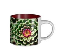 GaxfjRu Blooming Cactus Flower Print Handmade Ceramic Mugs, Large Capacity Thick Wall Mugs, with C-Handle for Coffee Tea and Gifts