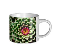 GaxfjRu Blooming Cactus Flower Print Handmade Ceramic Mugs, Large Capacity Thick Wall Mugs, with C-Handle for Coffee Tea and Gifts