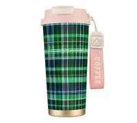 GaxfjRu Blue and Green Scottish Tartan 20 Oz with Lid, Vacuum Insulated Stainless Steel Coffee Mug, Tumbler for Hot and Cold Drinks