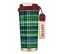 GaxfjRu Blue and Green Scottish Tartan 20 Oz with Lid, Vacuum Insulated Stainless Steel Coffee Mug, Tumbler for Hot and Cold Drinks