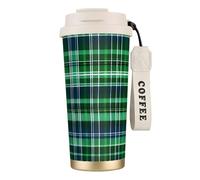 GaxfjRu Blue and Green Scottish Tartan 20 Oz with Lid, Vacuum Insulated Stainless Steel Coffee Mug, Tumbler for Hot and Cold Drinks