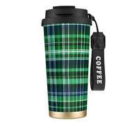 GaxfjRu Blue and Green Scottish Tartan 20 Oz with Lid, Vacuum Insulated Stainless Steel Coffee Mug, Tumbler for Hot and Cold Drinks