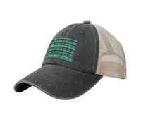 GaxfjRu Blue and Green Scottish Tartan Cowboy Mesh Baseball Cap - Men's Trucker Hat with Adjustable Closure,Mesh Hats Men, Black, One size