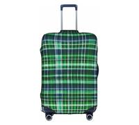 GaxfjRu Blue and Green Scottish Tartan Printed Suitcase Skin, Durable Baggage Wrap, High Elasticity Travel Sleeve, for Suitcase Safety