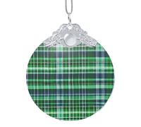 GaxfjRu Blue And Green Scottish Tartan Xmas Home Decorations Ornaments, Hanging Christmas Tree Gift Pendant For Holiday Cheer