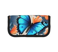 GaxfjRu Blue Butterfly Cute Dot Canvas Pencil Pouch Organized Storage for Picnics & Daily Use Makeup Pouch, Pencil Holder