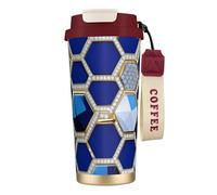 GaxfjRu Blue Hexagons and Diamond 20 Oz with Lid, Vacuum Insulated Stainless Steel Coffee Mug, Tumbler for Hot and Cold Drinks