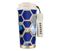 GaxfjRu Blue Hexagons and Diamond 20 Oz with Lid, Vacuum Insulated Stainless Steel Coffee Mug, Tumbler for Hot and Cold Drinks