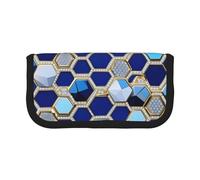GaxfjRu Blue Hexagons and Diamond Cute Dot Canvas Pencil Pouch Organized Storage for Picnics & Daily Use Makeup Pouch, Pencil Holder