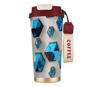 GaxfjRu Blue Hexagons and Diamonds 20 Oz with Lid, Vacuum Insulated Stainless Steel Coffee Mug, Tumbler for Hot and Cold Drinks